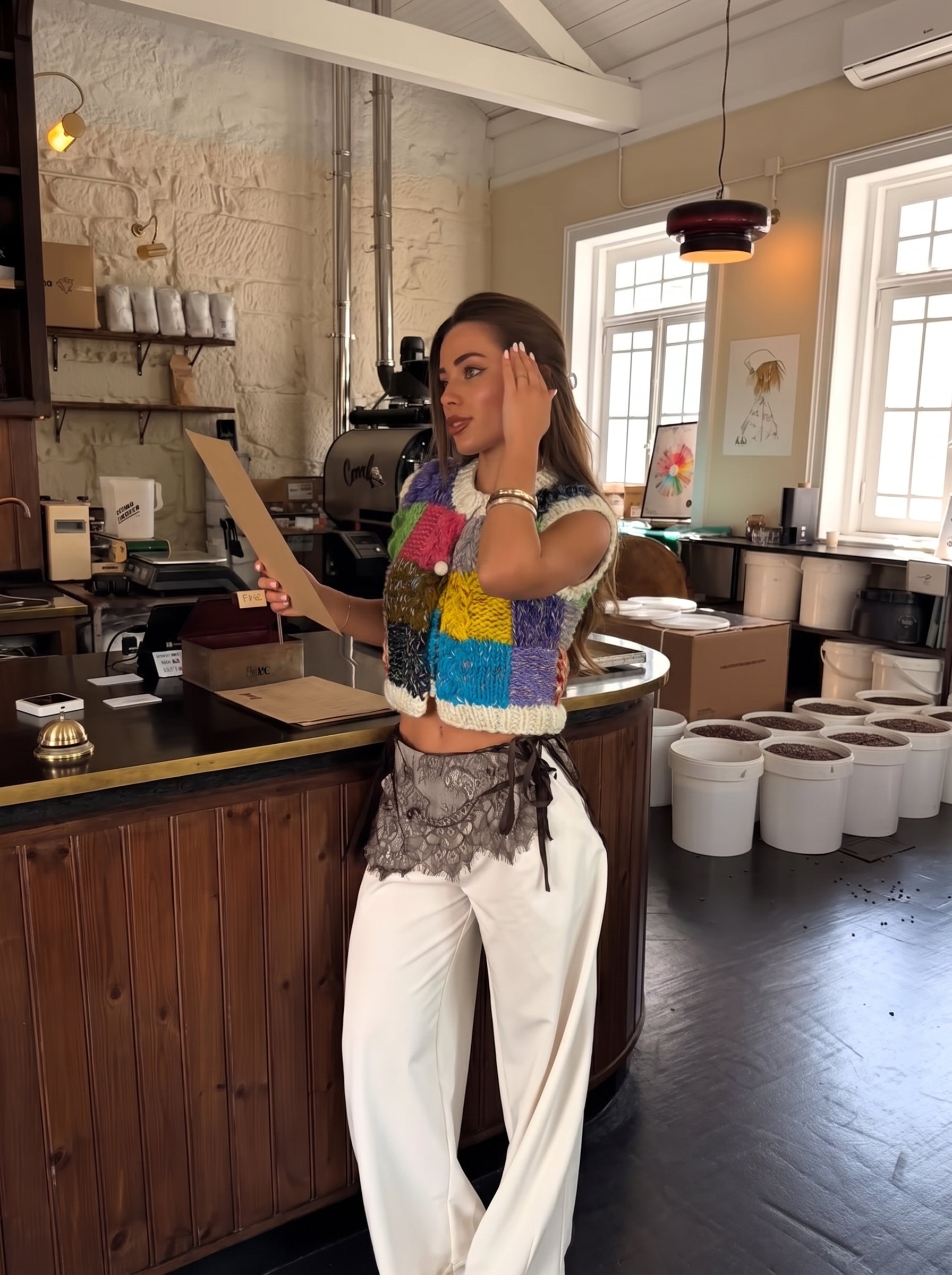 Colour Block Memory — Hand-Knitted Patchwork Vest in Multicolour