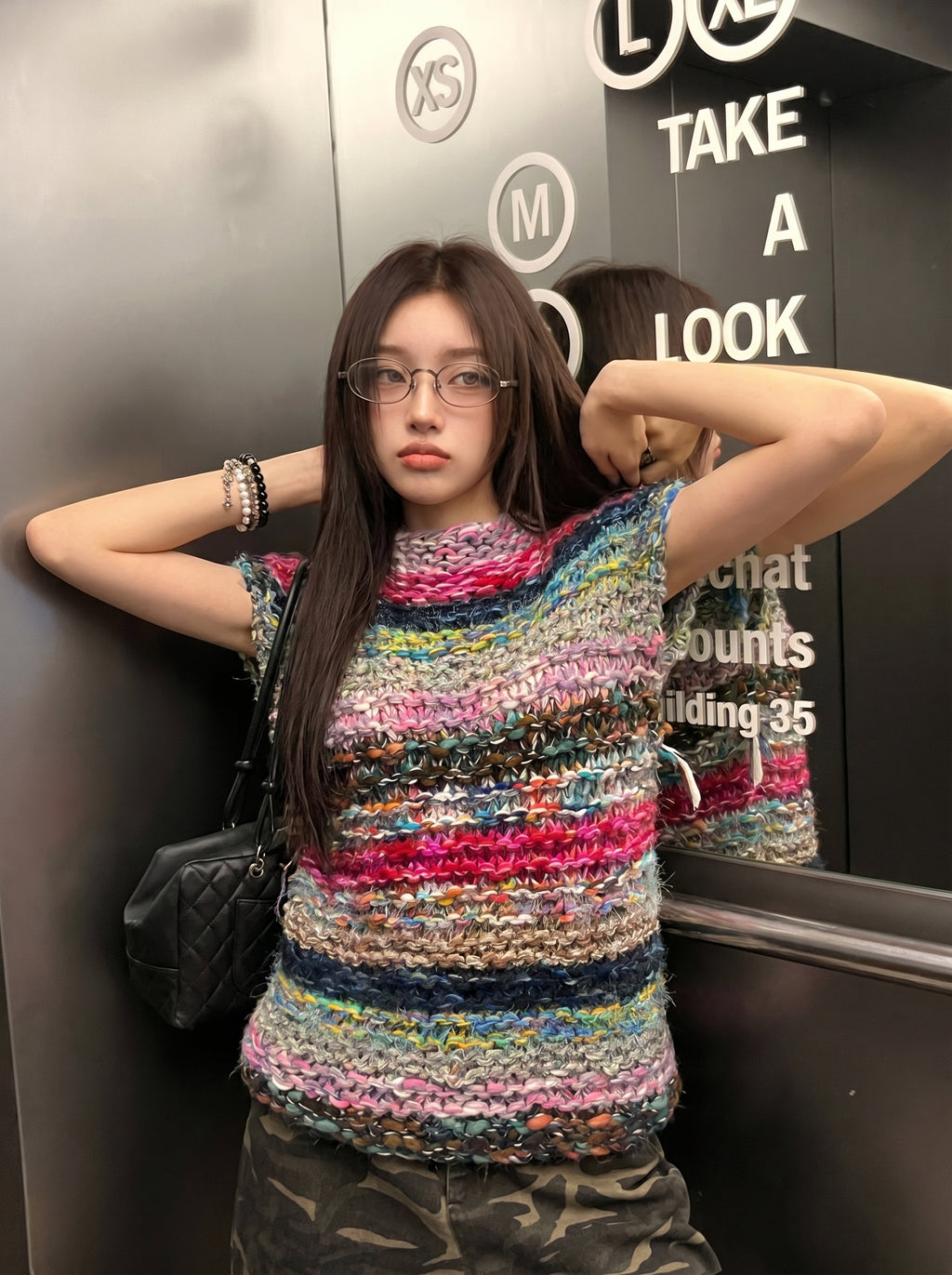 Prism Drift — Hand-Knitted Multicolour Stripe Vest in Rainbow Blend