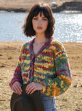 Rainbow Riot — Hand-Knitted Chevron Cardigan in Full Spectrum Multicolor