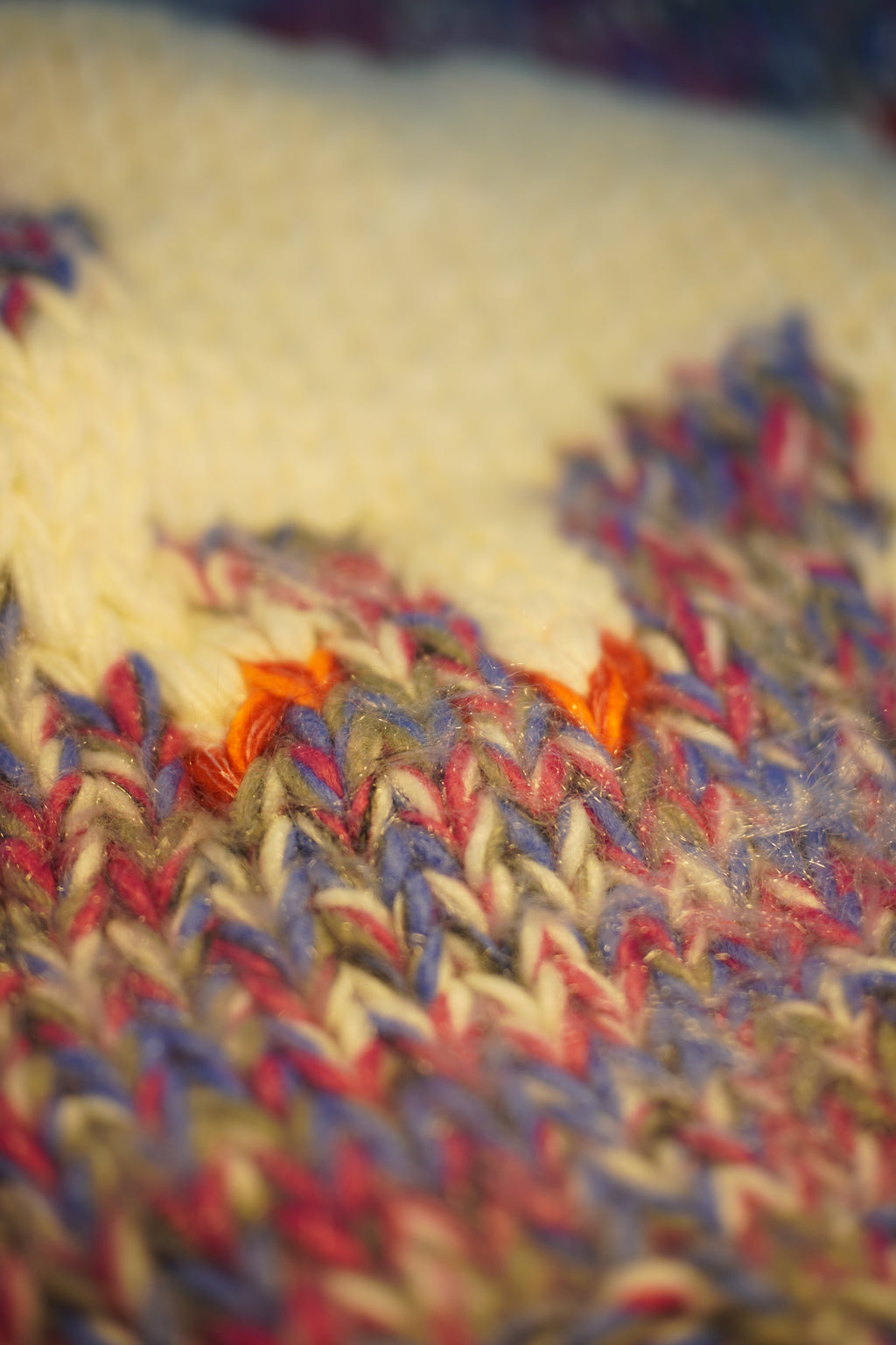 Marl & Bear — Hand-Knitted Intarsia Vest in Red, Blue & Ivory
