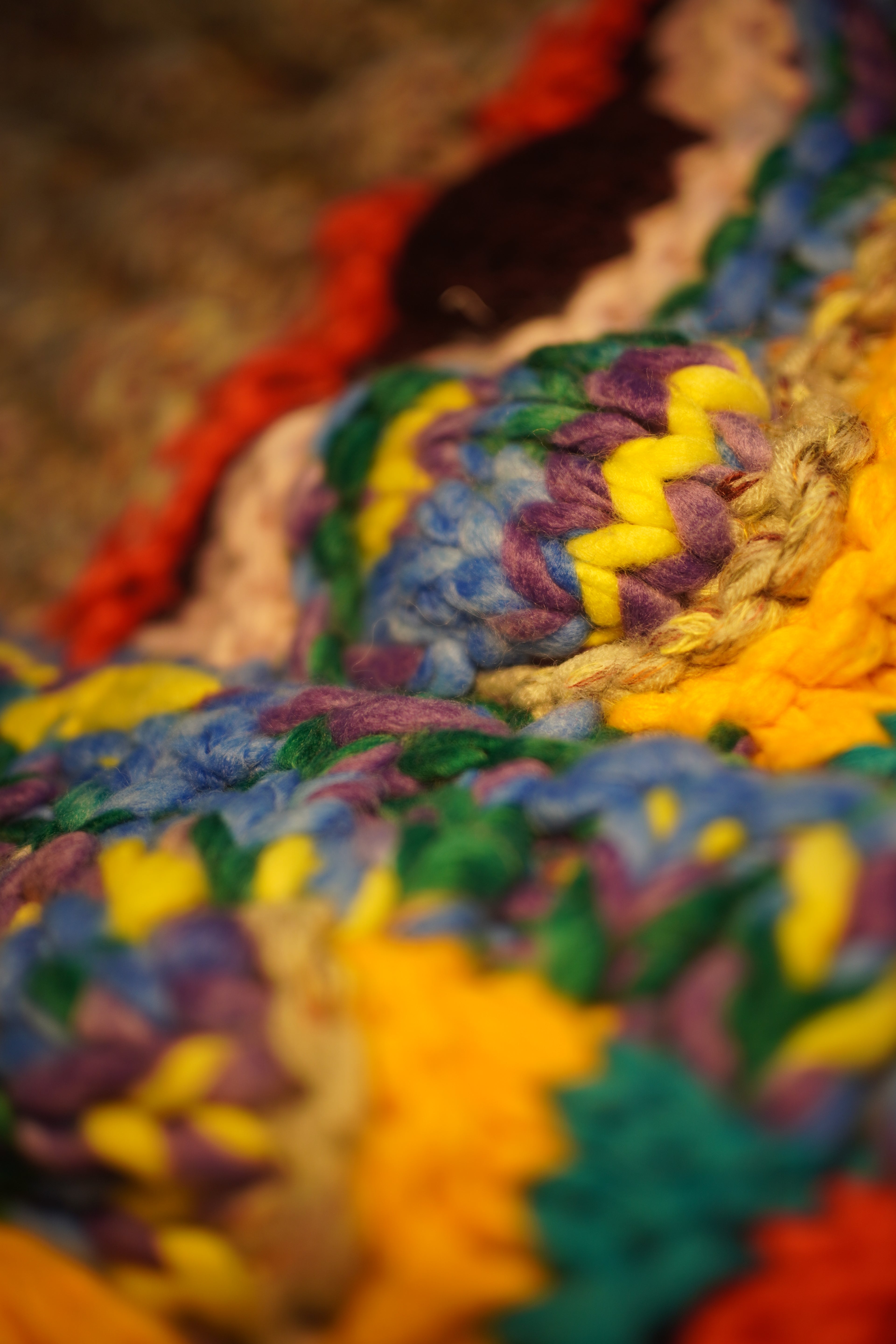 Stained Glass — Hand-Knitted Chevron Cardigan in Grey, Yellow, Teal & Multicolor