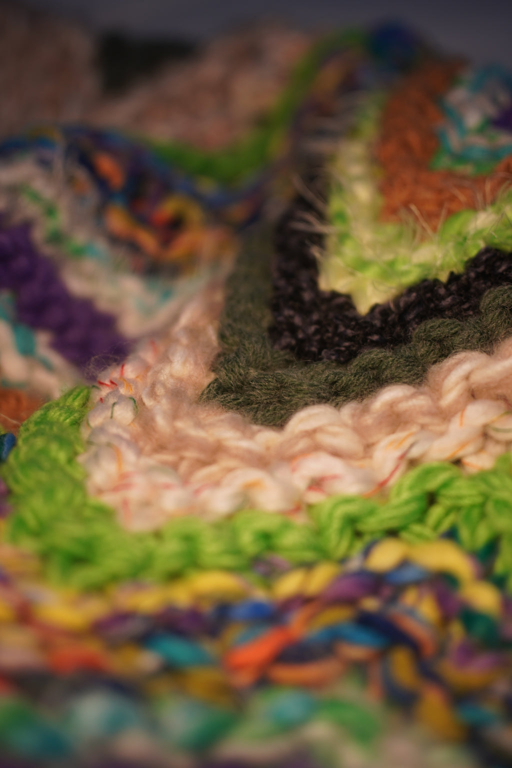 Forest Wave — Hand-Knitted Chevron Cardigan in Green & Violet