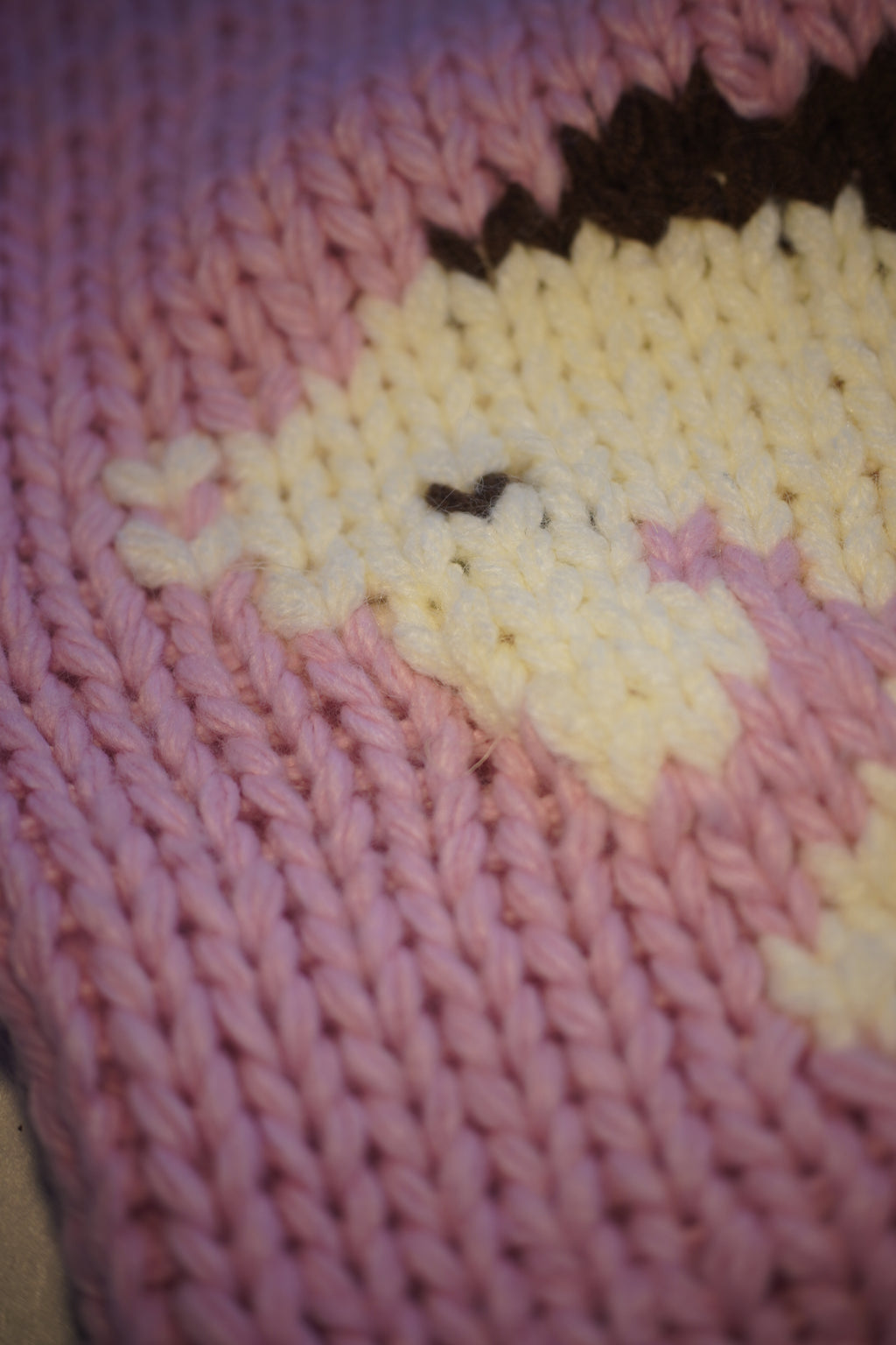 Pink Pony — Hand-Knitted Intarsia Sweater in Pink & Ivory