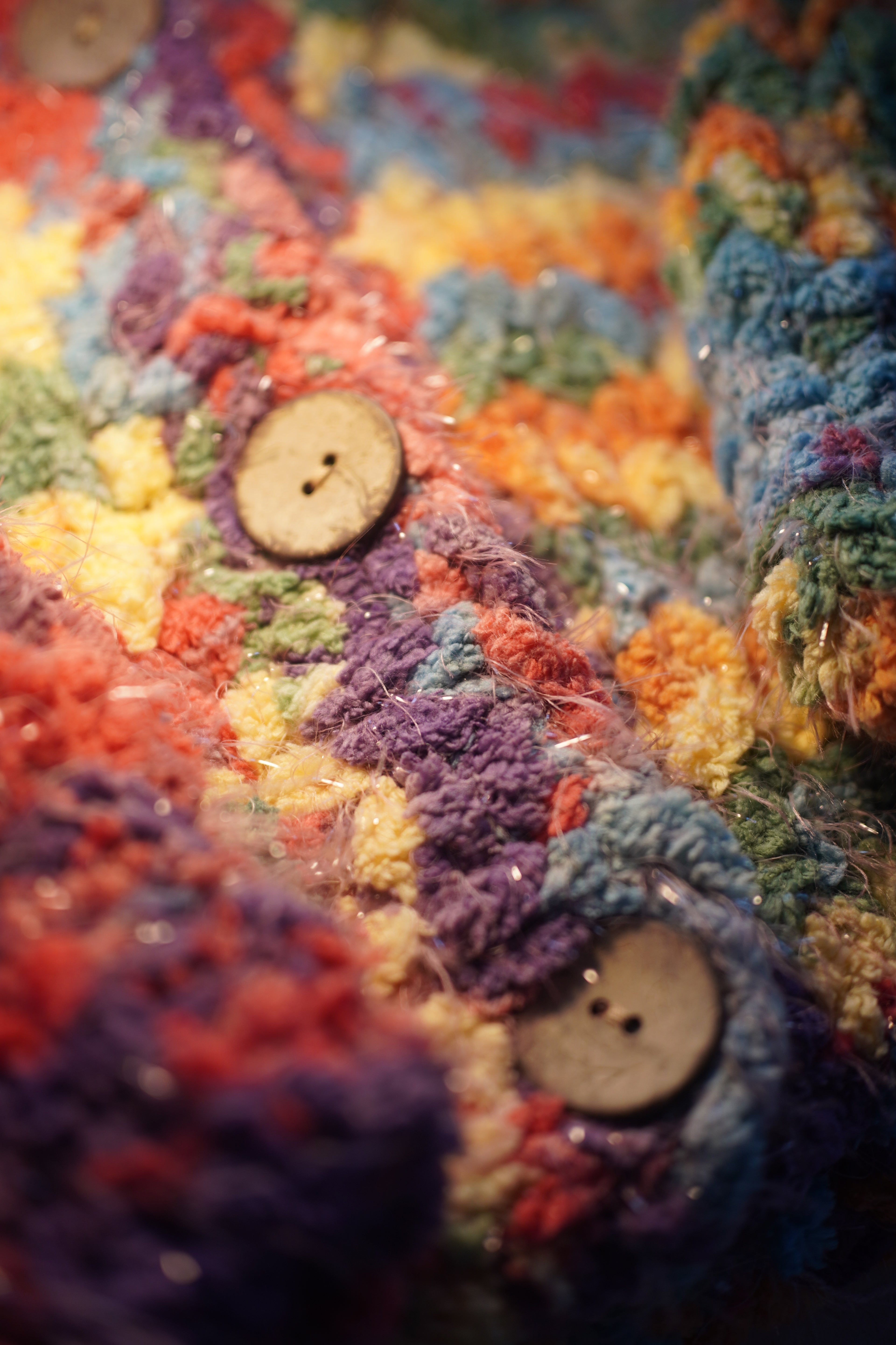 Rainbow Riot — Hand-Knitted Chevron Cardigan in Full Spectrum Multicolor