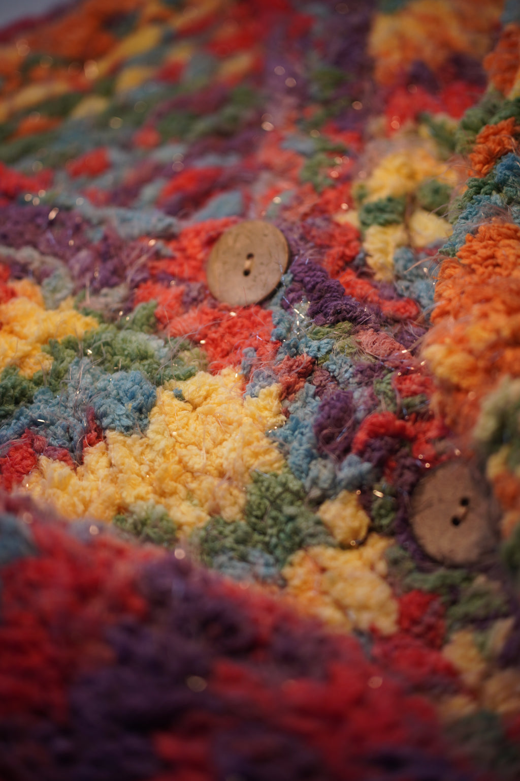 Rainbow Riot — Hand-Knitted Chevron Cardigan in Full Spectrum Multicolor