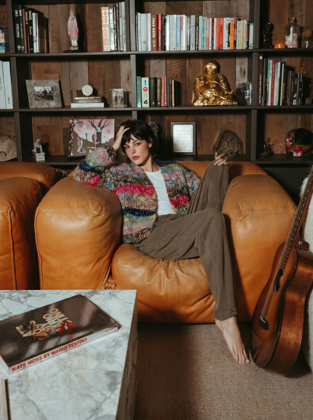 Handcrafted Multicolor Speckled Chunky Knit Cardigan — Earth & Neon Mix